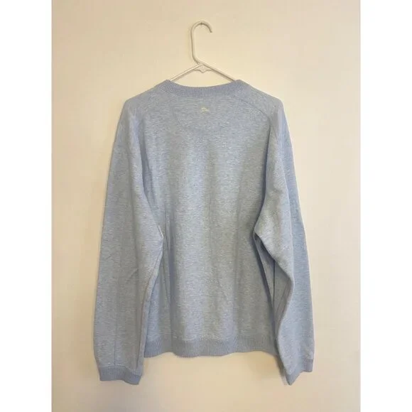 Tommy Bahama Men’s Reversible Crewneck Pullover Sweater Light Blue/White Size XL - Picture 3 of 6